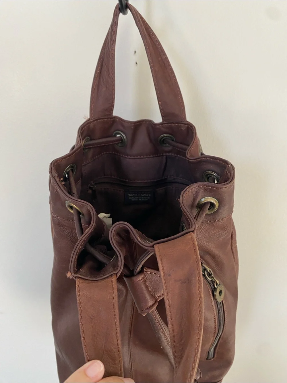 Vintage Wilson’s Leather Espresso Bucket Sling Bag